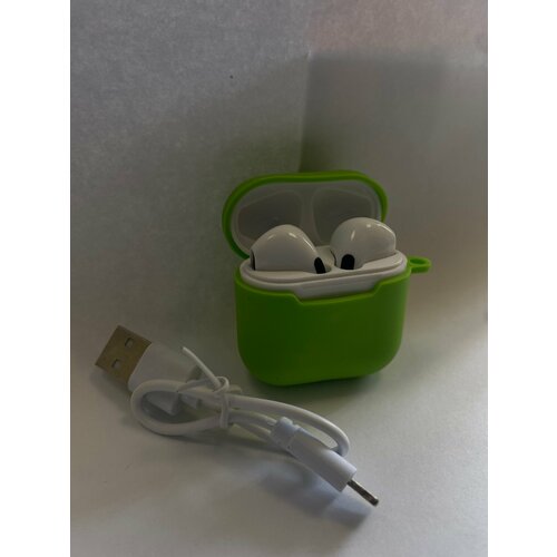 Беспроводные наушники с зеленым чехлом 611₽