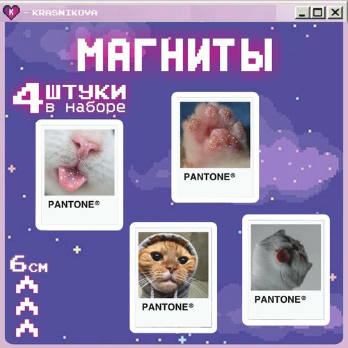 Магниты на холодильник цвета пантон котики 399₽