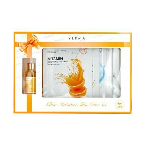 Набор для ухода за кожей лица YERMA Glow Moisture Skin Care Set тканевая маска для лица himalaya естественное сияние с шафраном и витамином с 30 мл х 2 шт