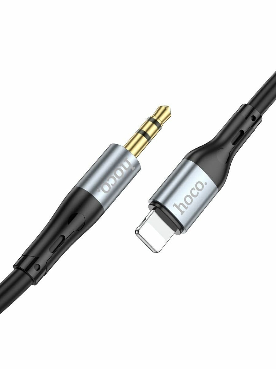 Аудио кабель HOCO AUX 3,5 для iPhone (Lightning) аукс для машины, смартфона, планшета, наушников, колонок, силиконовый — фото 1