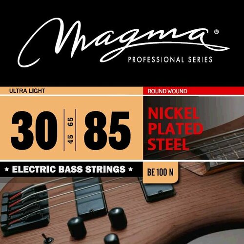 Magma Strings BE100N - Струны для бас-гитары 30-85, Серия Nickel Plated Steel, обмотка круглая, никелированая сталь, натяжение Ultra Light.