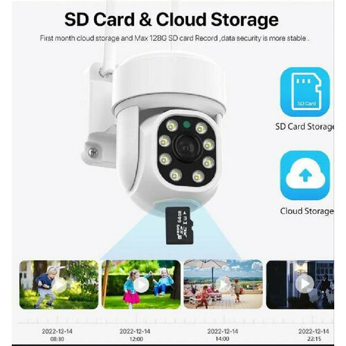 Беспроводная камера 4МП128ГБ sd наблюдения Wi-fi Уличная беспроводная камера видеонаблюдения Поворотная Wi-fi камера наблюдения 4 МП 319900₽