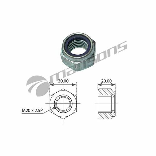 Гайка BPW SAF стабилизатора с тефлоном (M20х2.5мм), NLN119, MANSONS