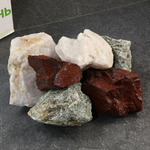 Камень для бани микс премиум (Жад. Яшма. кварц)15 кг колотый 10445774 камни для бани жар камень микс галтованный яшма диабаз кварц 80 140
