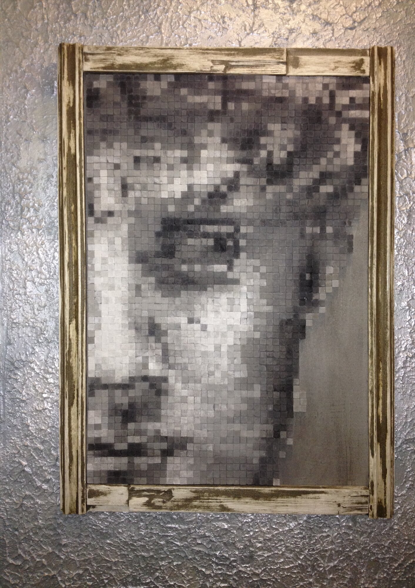 Пиксельная мозаика "Давид" из бетона и гипса. Интерьерное панно