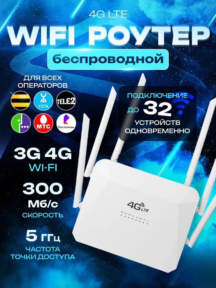 Wifi роутер 4G 5G С СИМ картой В комплекте! Работает С любым оператором В россии крыму белоруссии во всех диапазонах 3G/4G-LTE.