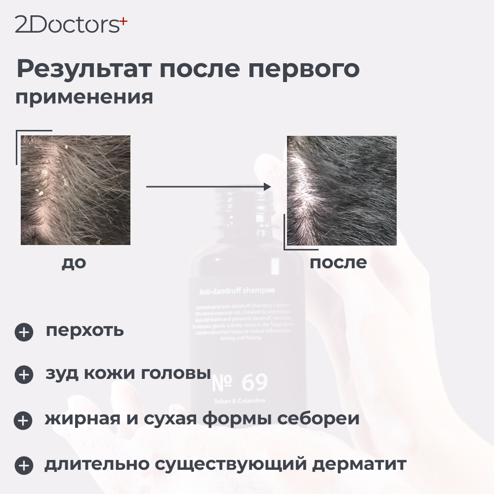 Изображение Шампунь от перхоти для всех типов волос для мужчин 2Doctors №69, 250мл