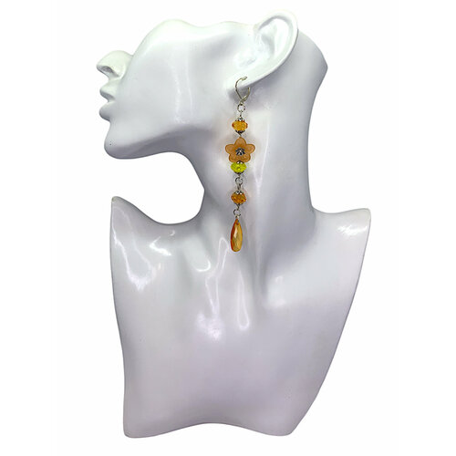 Серьги с подвесками Dorim, размер 70 мм, оранжевый, желтый