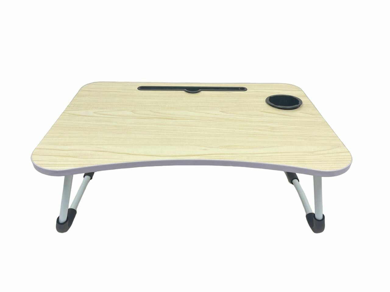 Подставка столик для ноутбука Classmark складной рабочий стол, для завтрака в кровать, работы и отдыха 60 х 40 х 27.5 см, бежевый, белый