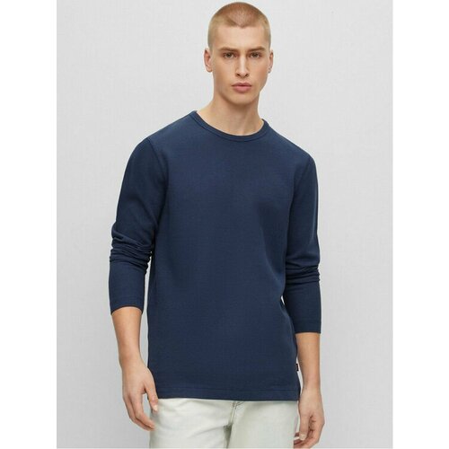 Лонгслив BOSS, размер XL [INT], синий вязаный свитер tempesto boss цвет light beige