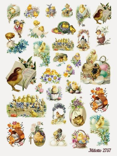 Изображение товара Рисовая декупажная карта А4 Milotto Пасха мелкие цыплята для яиц