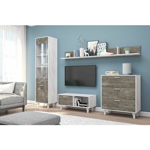 Комплект мебели для гостиной Эго МС НГ композиция 8 Бетон СветлыйКамень Темный 25704₽