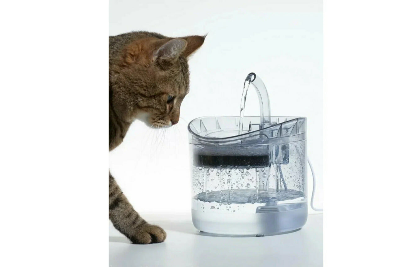 Поилка "Фонтан", для кошек и собак, белая, пластик, 1,8 л, от USB С датчиком движения