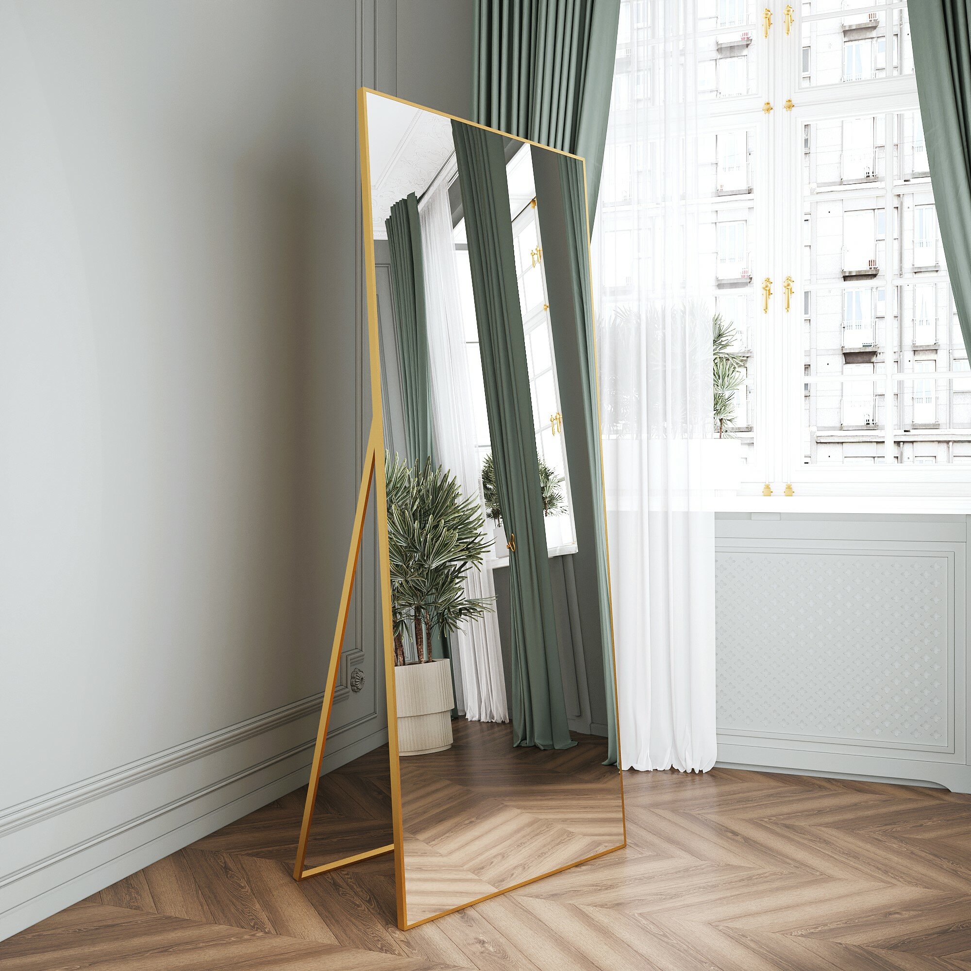 Напольное зеркало в золотой раме декоративное во весь рост TODA ALMA, 160х50 см