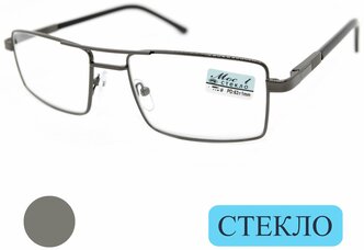 Готовые очки со стеклянной линзой (+3.00) мост 123 M1, линза стекло, цвет серый, РЦ62-64
