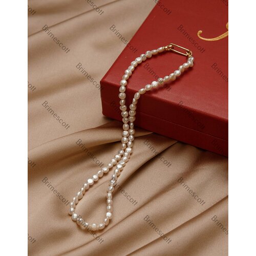 Колье, жемчуг пресноводный культивированный, золотой, белый