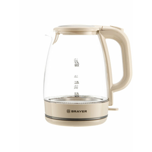 Чайник электрический 17Л 2200ВТ диск стекло моющ фильтр БЕЖ BRAYER 424300₽