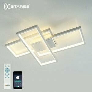фото Estares св-к-люстра св/д управл. SVEN 3S 65W(6500lm) 2K-4K-6K 500x360x80 белый, пульт ДУ IP20