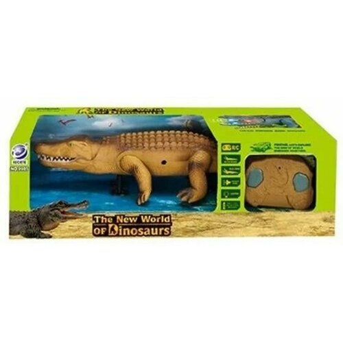 Радиоуправляемый Коричневый Крокодил Со Световым Эффектами, 9985-B игрушка радиоуправляемая крокодил водоплавающий