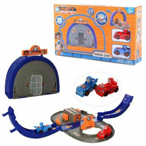 детский гоночный трек для мальчиков детская игрушка для стоянки гоночный трек игровой набор обучающие подарки Гоночный трек Rusty Rivets с машинками складной