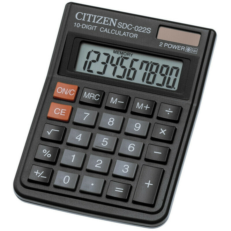 Настольный калькулятор Калькулятор настольный компактный CITIZEN SDC-022S/022SR, 10 разряд