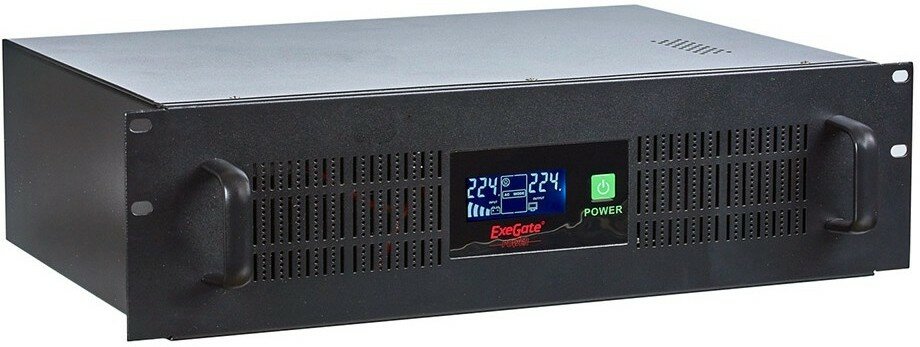 Exegate EP285776RUS ИБП ExeGate ServerRM UNL-1500. LCD. AVR. С13. RJ. USB.3U 1500VA/900W, LCD, AVR, 4*IEC-C13, RJ45/11, USB, 3U, Black
