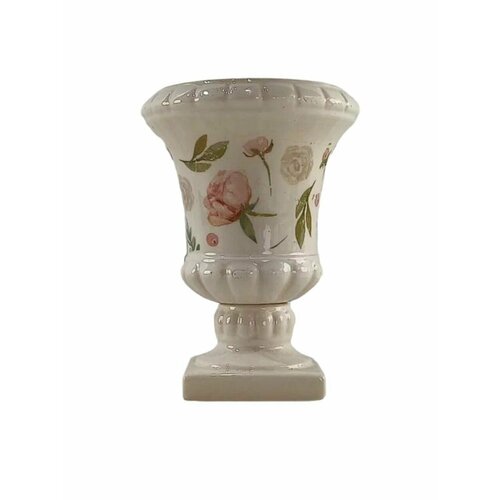 Ваза керамическая винтажная в стиле прованс / Ваза декоративная с узором для цветов/ Оригинальная ваза для декора интерьера / Красивый сувенир в подарок маме, бабушке, сестре, родителям, подруге на 8 марта, день рождения, юбилей, новоселье / Высота 24 см