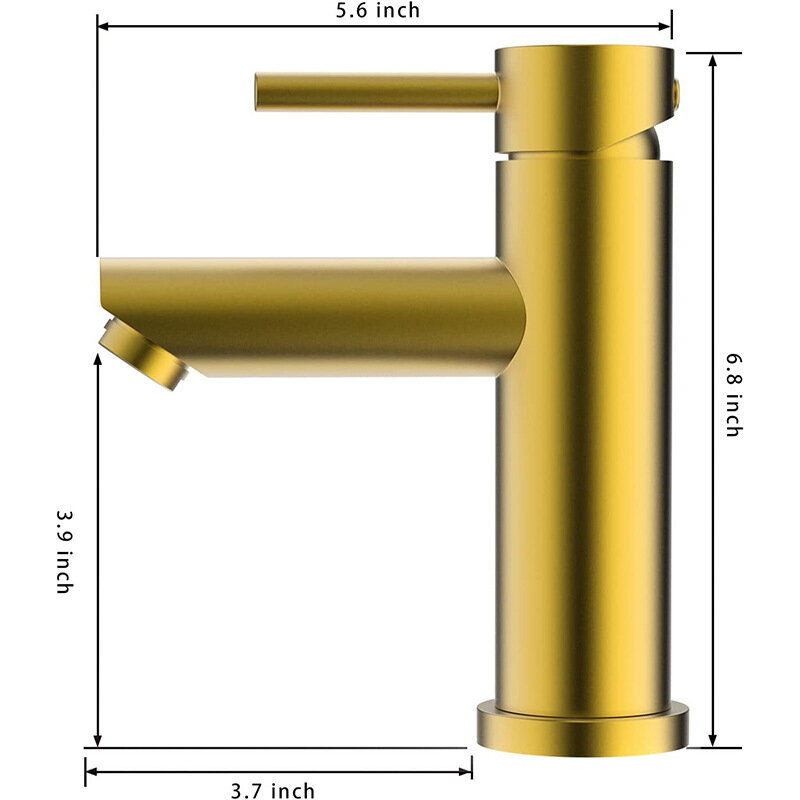 фото Прямые продажи с фабрики матовый золотой смеситель для раковины из нержавеющей стали с одним отверстием для смешивания горячей и холодной воды в ванной комнате