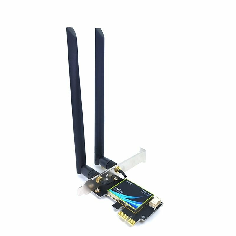 Wi-Fi PCI-E Адаптер WTXUP TX-AC1200, 2.4/5 ГГц, 1200 Мбит/сек, Bluetooth 4.1, 2 Внешние Антенны, Сетевая Карта для ПК, для Компьютера