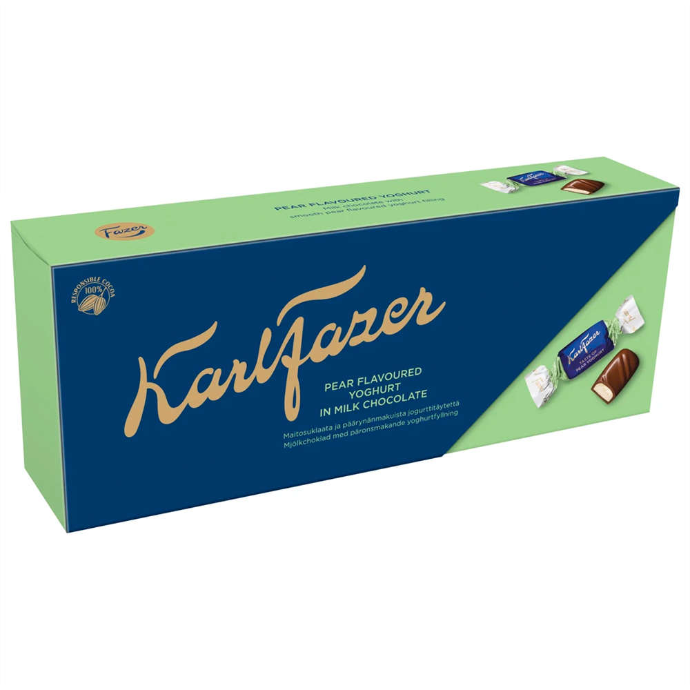 Шоколадные конфеты в корбке Karl Fazer с грушевым йогуртом 270 г (Финляндия) в подарочной упаковке