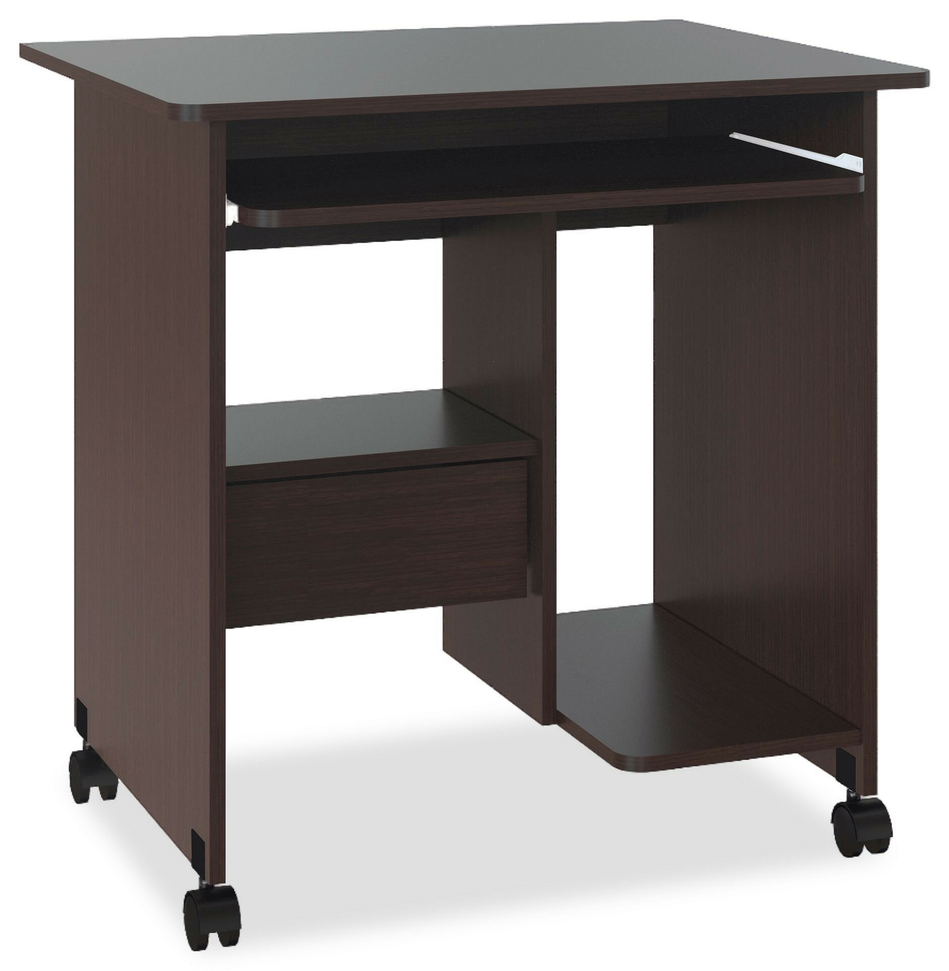 фото Уценка Стол компьютерный письменный на колесиках с выдвижной подставкой под клавиатуру и полками