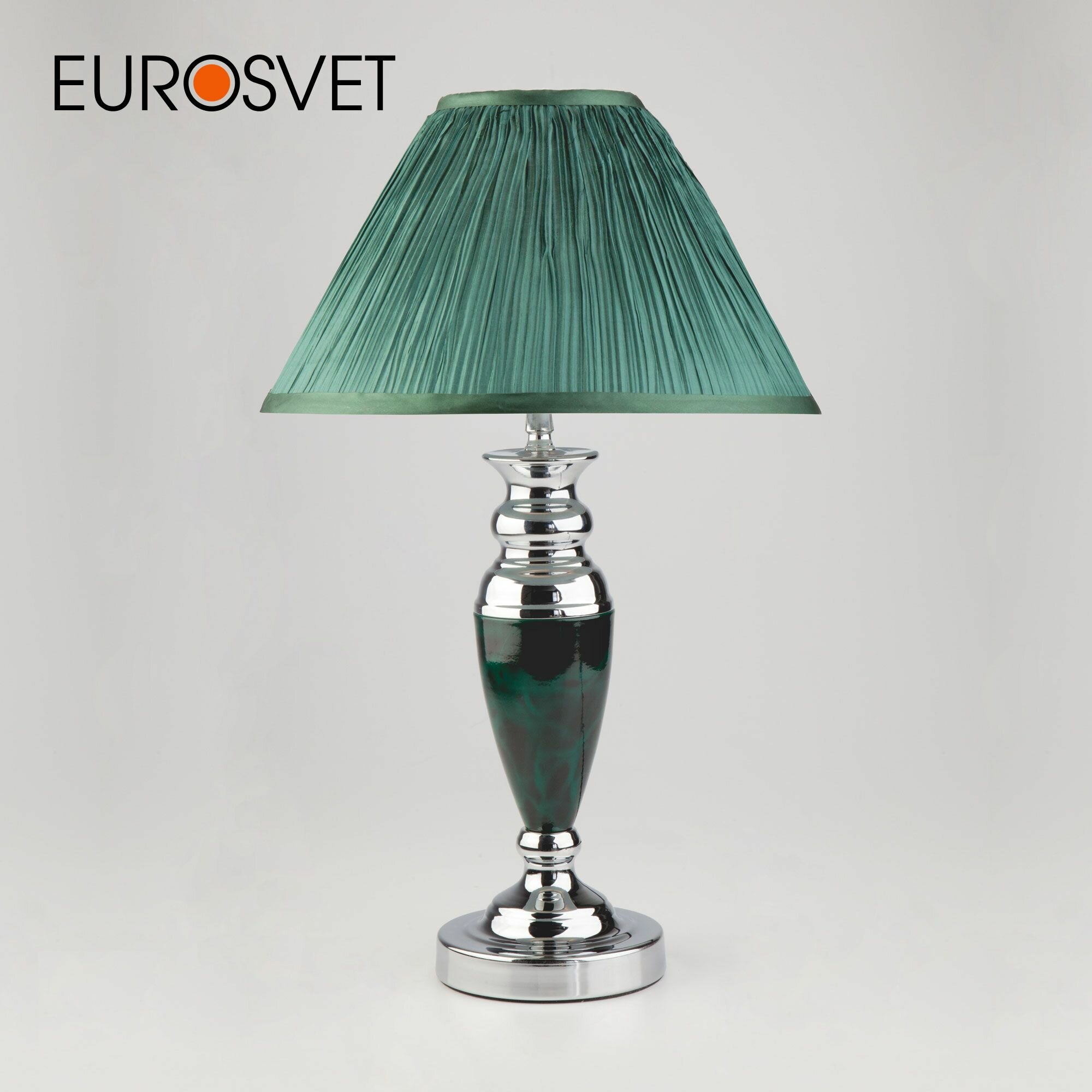 Настольная декоративная лампа Eurosvet Majorka 008/1T GR, цвет зеленый с тканевым плафоном