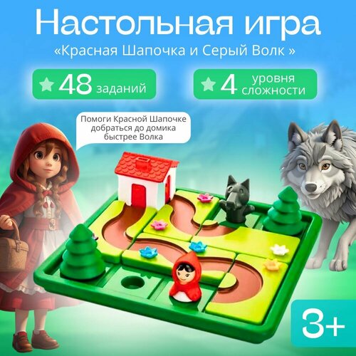 Настольная логическая игра Красная шапочка, пятнашки, развивающая игрушка лабиринт, головоломка для детей, детский конструктор пазл