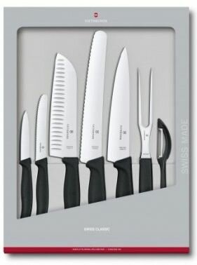 Набор Victorinox ножей кухон. Swiss Classic Kitchen (6.7133.7G) компл:7шт черный подар. коробка