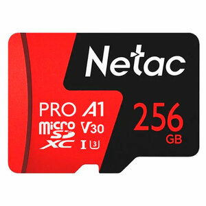 Карта памяти MicroSDXC + SD адаптер 256 GB Class10 Netac