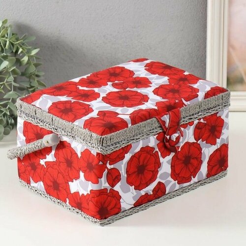 Шкатулка для рукоделия Красные маки на белом 19х26х145 см 3814₽