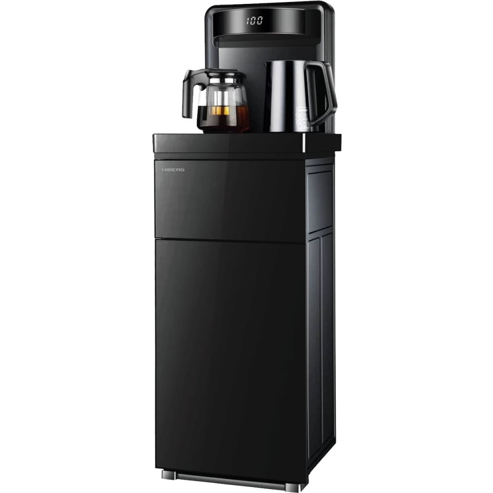 фото Кулер для воды HIBERG UF 95 B напольный, электронное охлаждение, сенсорное управление, цвет черное стекло