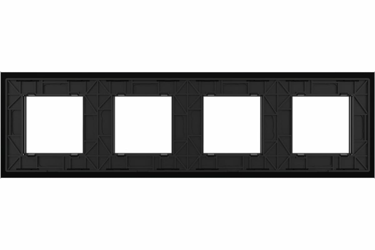 LIVOLO Рамка для розетки 4 поста, цвет черный, стекло BB-C7-SR/SR/SR/SR-12