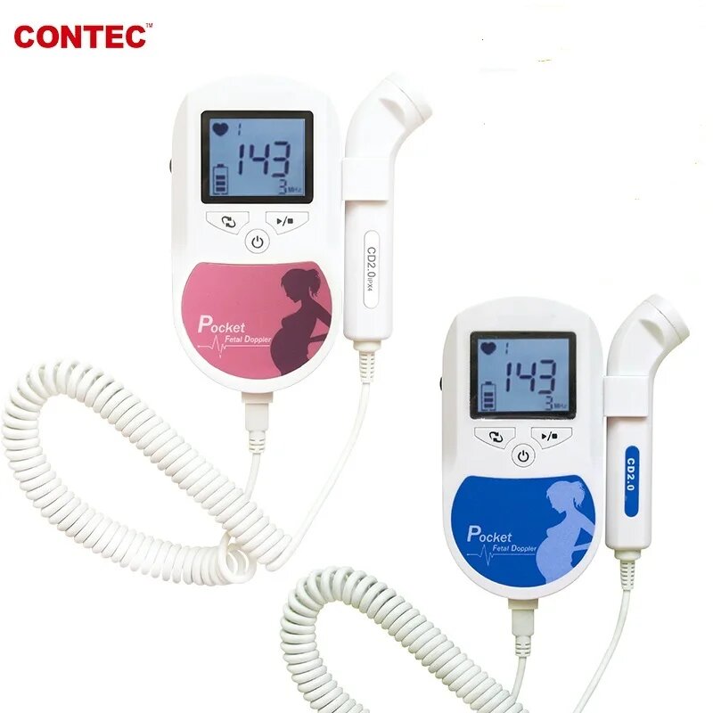 Изображение Фетальный допплер CONTEC 3 МГц, цвет в ассортименте, Pink with 2mhz Probe