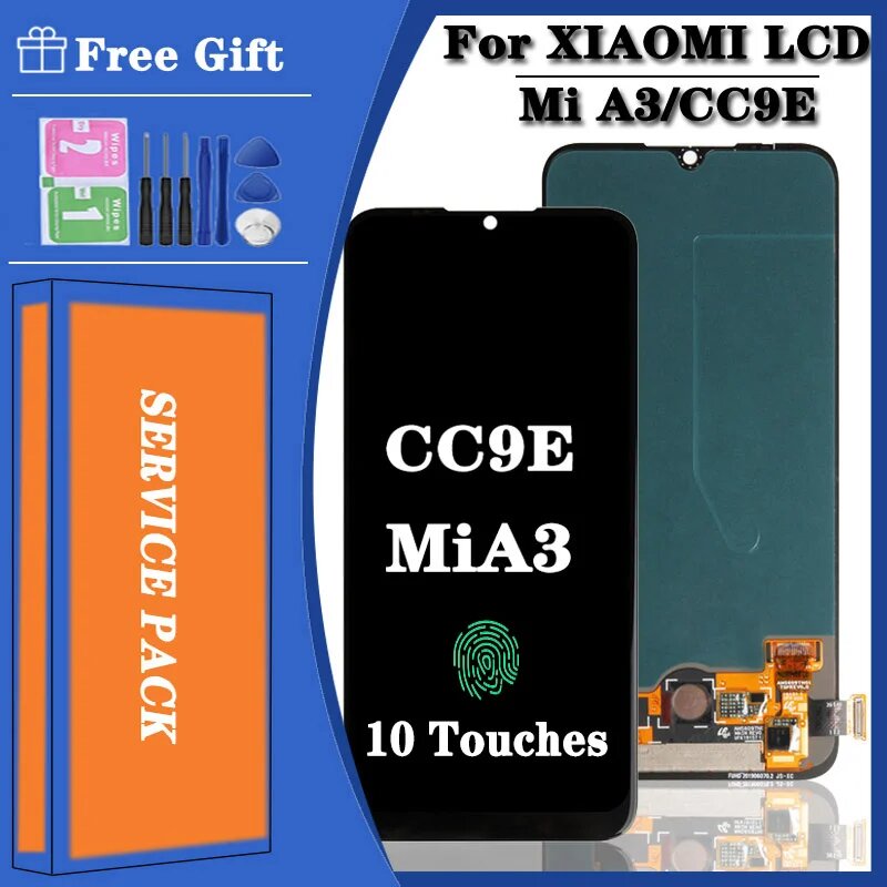 ЖК-дисплей Super AMOLED для Xiaomi Mi CC9E, сенсорный экран с дигитайзером в сборе для Xiaomi Mi A3, MiA3, ЖК-дисплей с рамкой, TFT No Frame