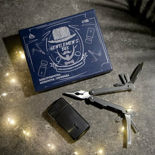 Подарочный набор Luazon электробритва LBR-13 мультитул в чехле гирлянда 1765₽