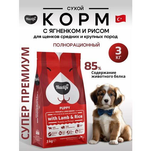 Корм для щенков средних и крупных пород, с ягненком, 3 кг