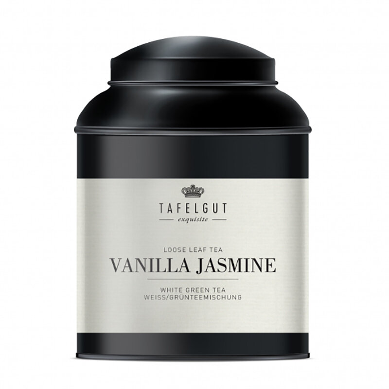 Зеленый чай Tafelgut "VANILLA JASMIN", с жасмином и клубникой, в жестяной банке 80 гр