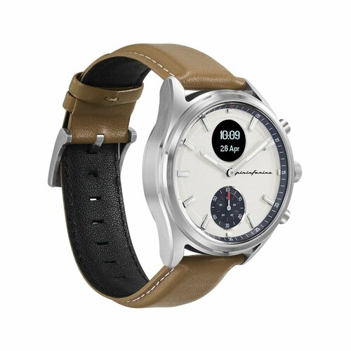 Гибридные умные часы Pininfarina by Globics Sintesi 44мм Серебро-белый коричневый ремешок 4489000₽