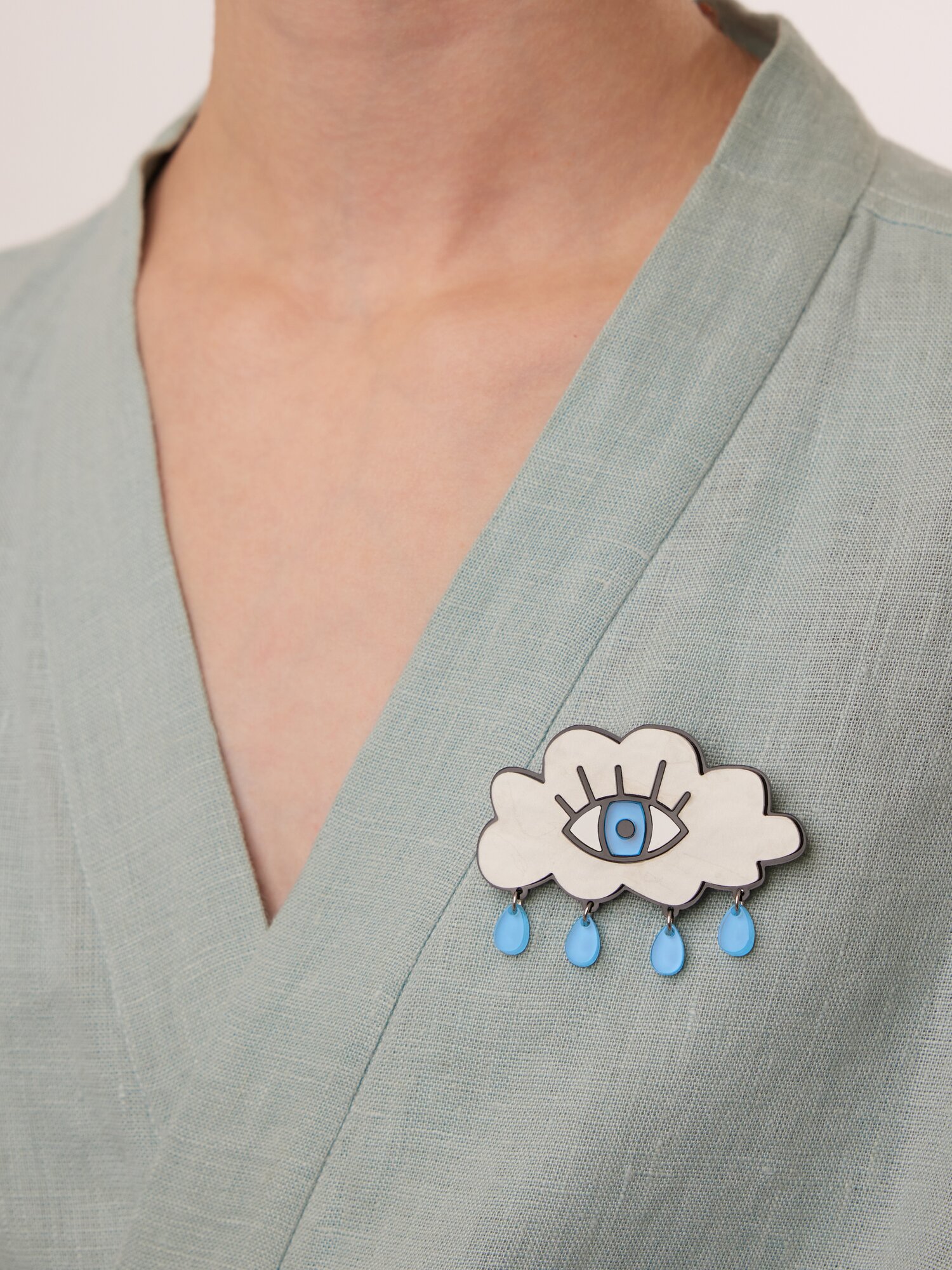 Брошь MONOLAMA, серый/голубой — фото 1