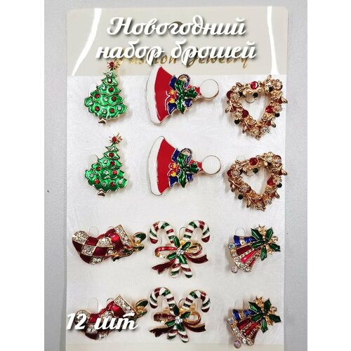 Брошь ШОПОГОЛИК, 12 шт., красный