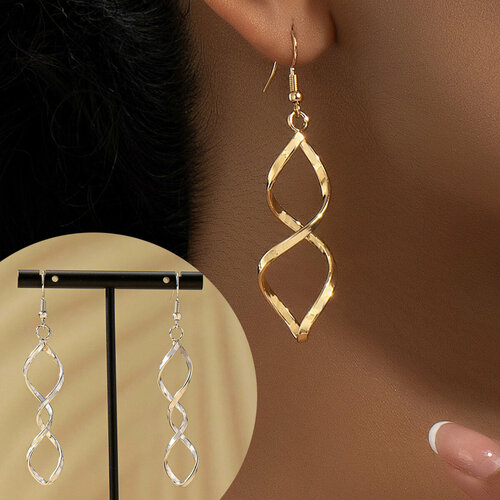 Серьги двусторонние пусеты Стайл Групп размер 20 мм золотистый 324₽