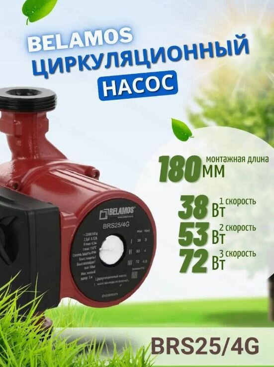 Циркуляционный насос Belamos BRS 25/4G для отопления чугун (180мм)