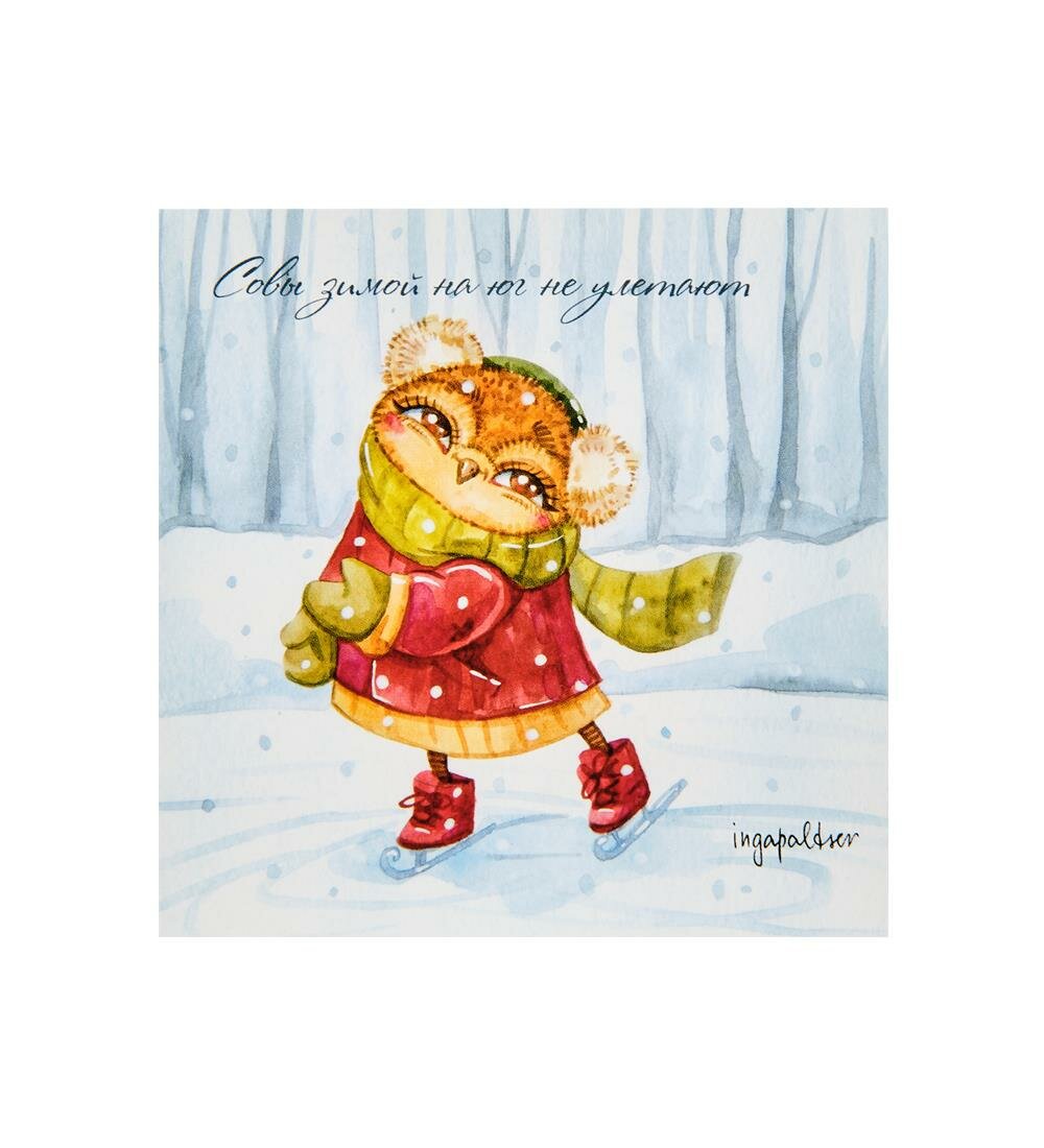 Открытка  Совы зимой на юг не улетают  10х10 A2140857 Sunpreeze  Бумага