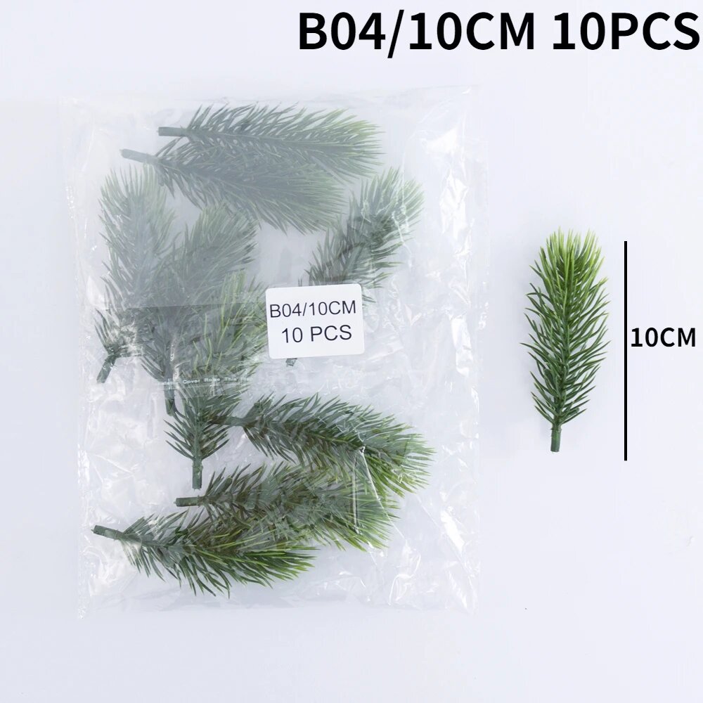 Искусственные кедровые ветки снежной сосны 20 10 шт  green B04 10cm 10PCS